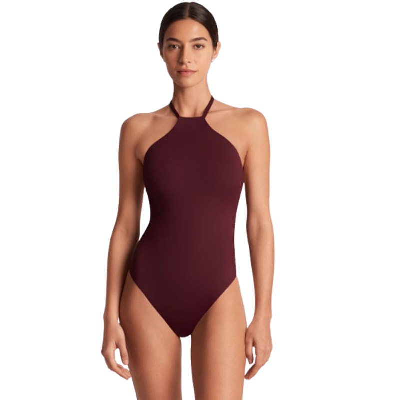 LAUREN RALPH LAUREN Beach Club High Neck One Piece Swimsuit Size 14 Red NWT