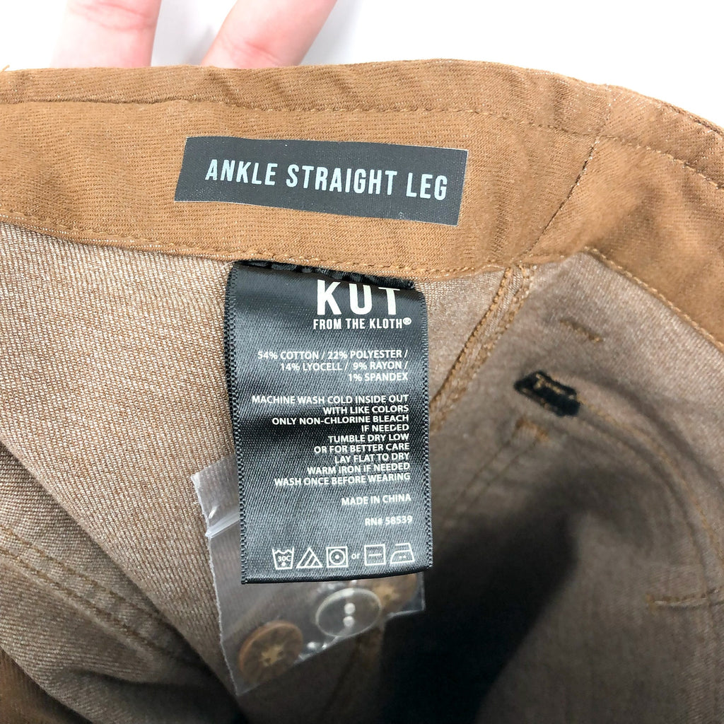KUT FROM THE KLOTH Cargo Pants Size 12 Brown Autumn Ankle Straight Leg  NWT