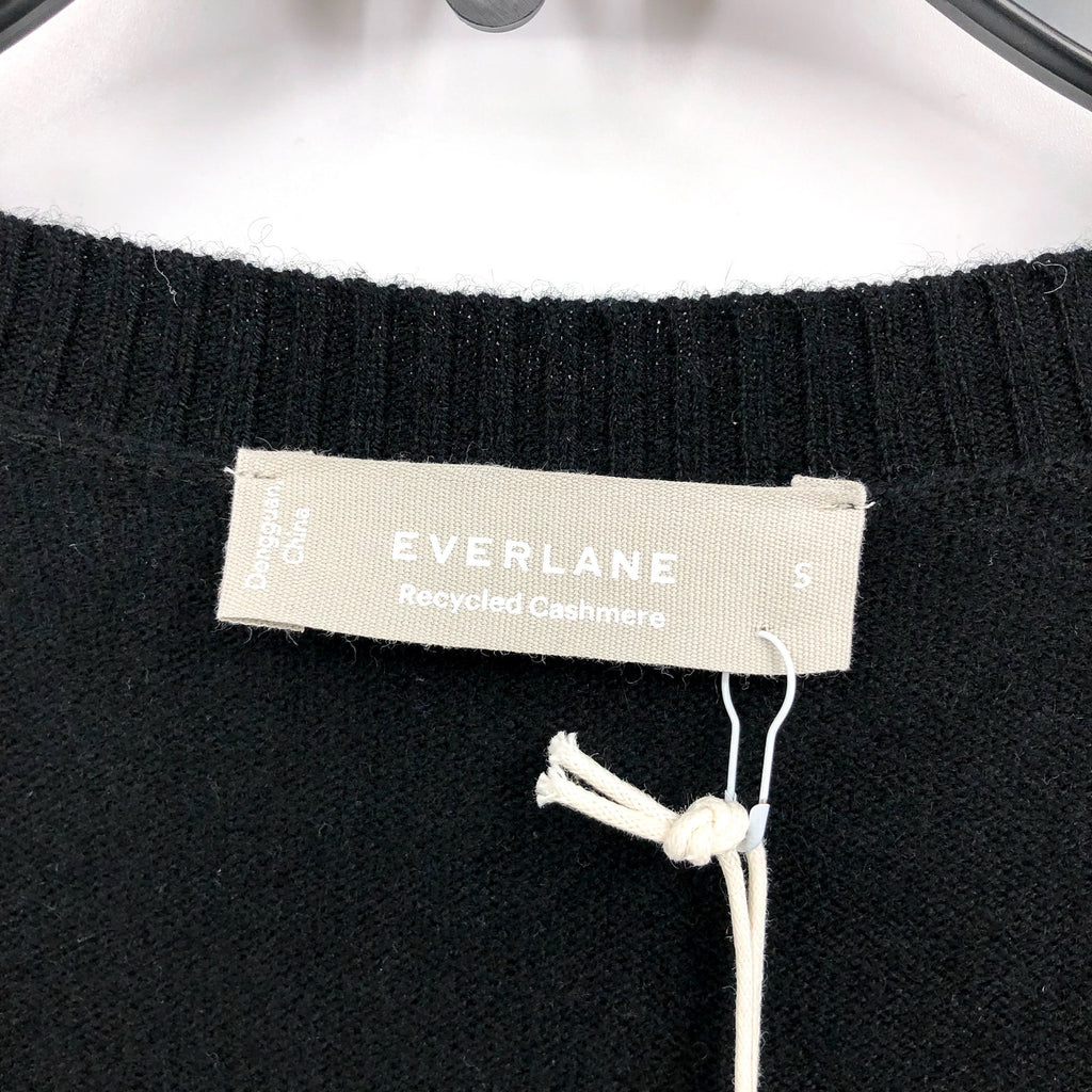 Everlane Womens The Classic V Cashmere Sweater Small Black Long Sleeve NWT