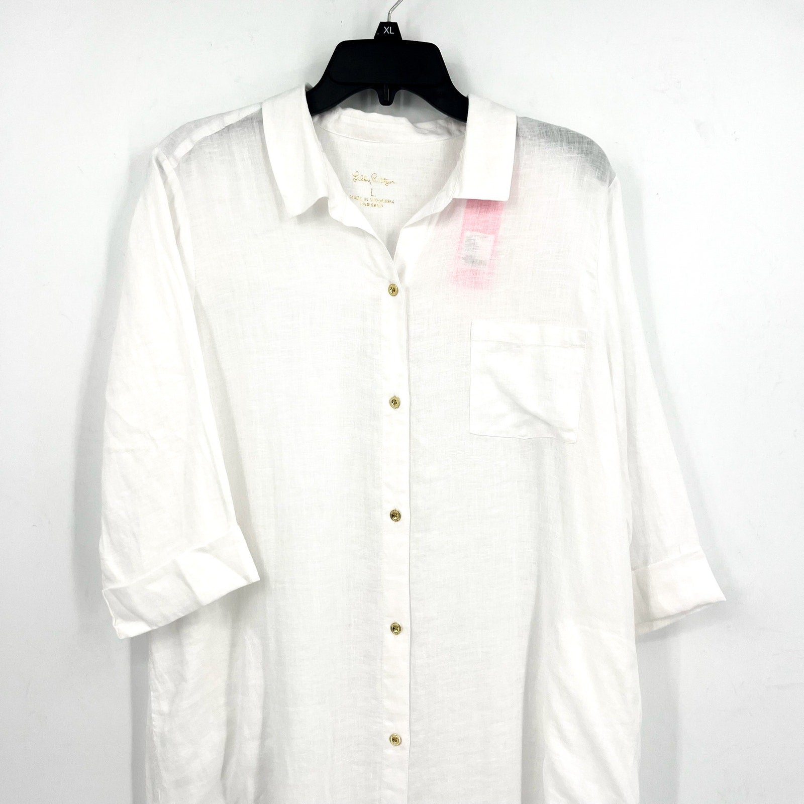 LILLY PULITZER Womens Natalie Maxi Cover-Up Shirtdress Large Resort White NWT
