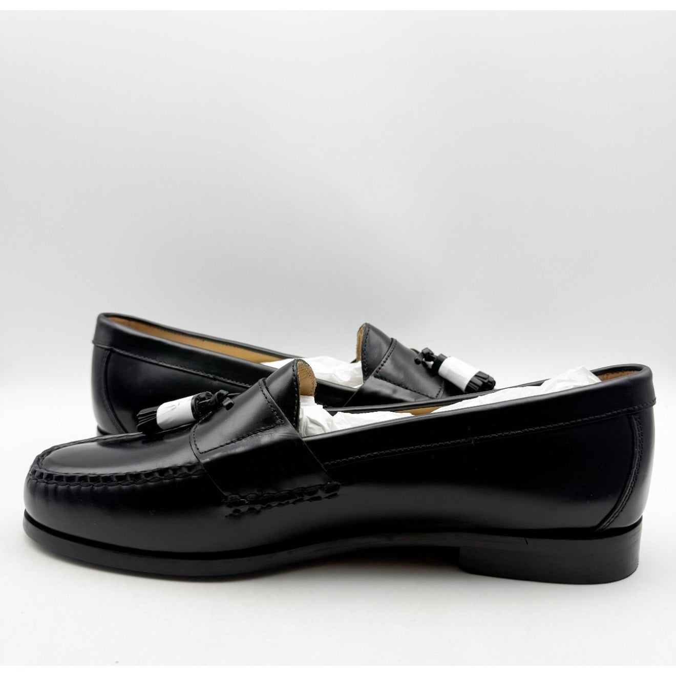 JOHNSTON & MURPHY Mens Hayes Tassel Dress Loafers Size 11.5 Black Leather NWOB