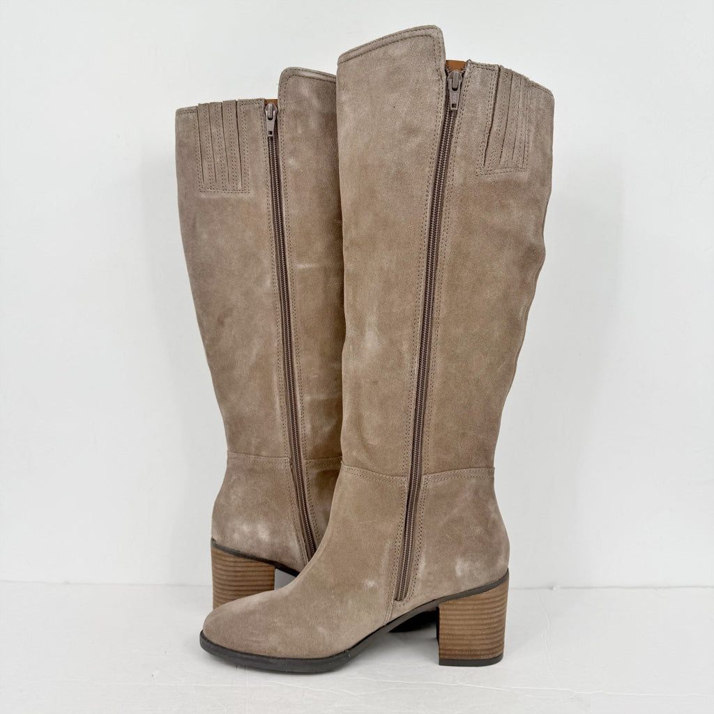 Lucky Brand Womens Bonnay Knee High Boot US 8 Wide EU 39 XW CALF Brown Suede NIB