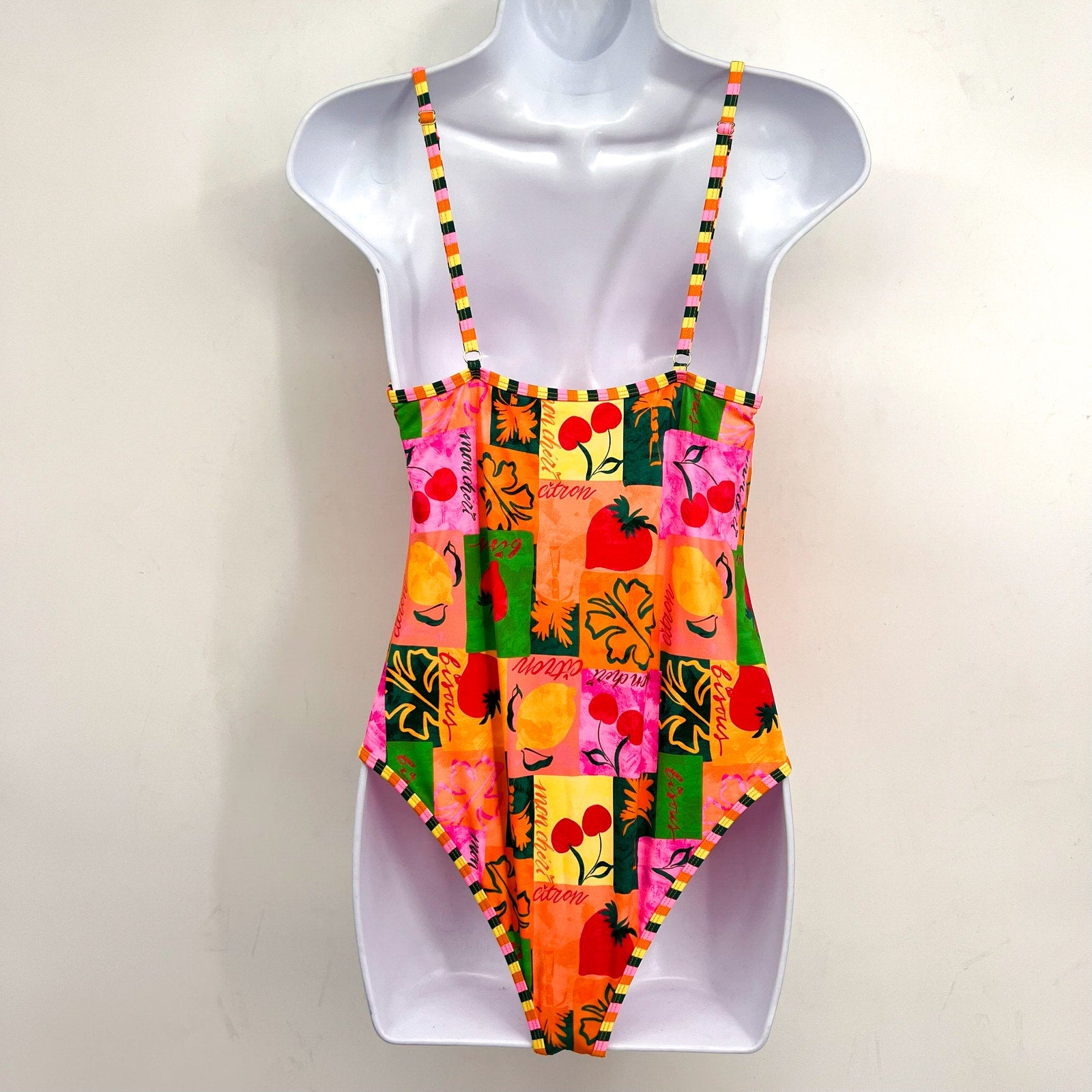 BEACH RIOT Women's Priscilla One Piece Swimsuit Medium Pink Fruit Market NWT