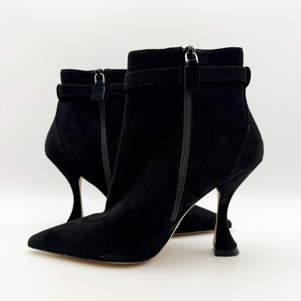 Stuart Weitzman Womens Crystal Nova Xcurve 100 Zip Bootie US 5 Black Suede NWOB