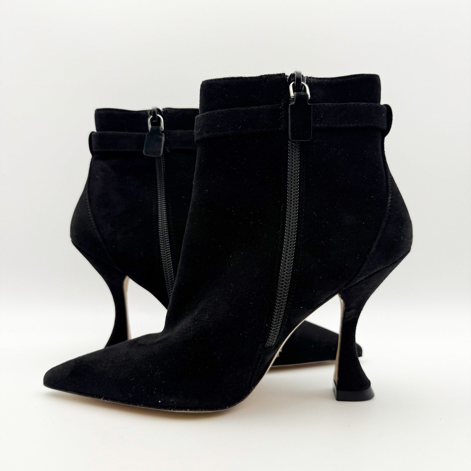 Stuart Weitzman Womens Crystal Nova Xcurve 100 Zip Bootie US 5 Black Suede NWOB