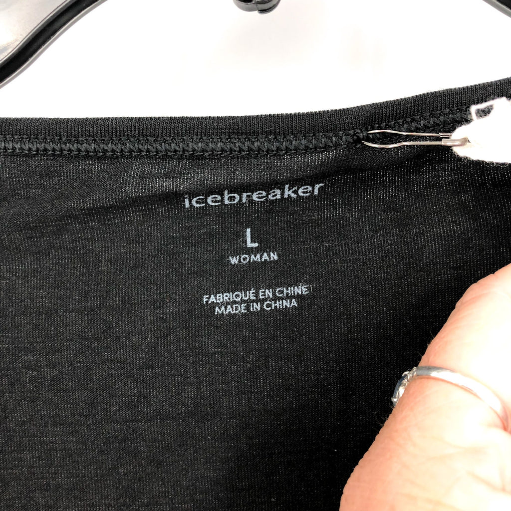 ICEBREAKER Women's Merino 150 Siren Long Sleeve Sweetheart Top Large Black NWT