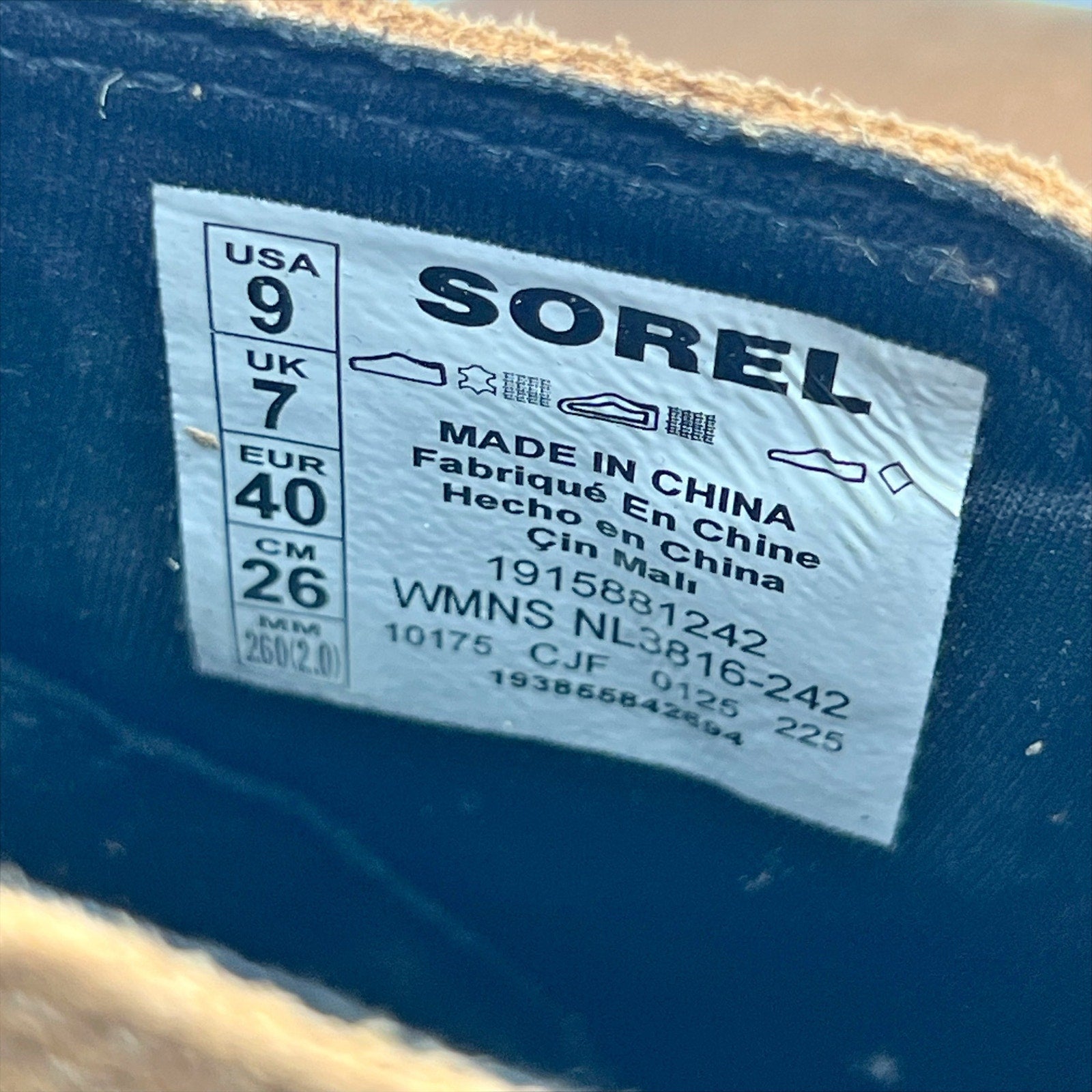 Sorel Womens Evie Ankle Boots Size 9 EU 40 Tan Leather Waterproof NIB