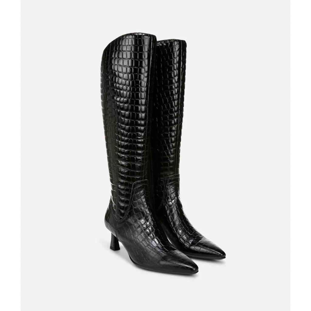 Naturalizer Deesha Knee High Boot US 11 WIDE- EXTRA WIDE CALF Black Croco NWOB