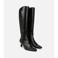 Naturalizer Deesha Knee High Boot US 11 WIDE- EXTRA WIDE CALF Black Croco NWOB