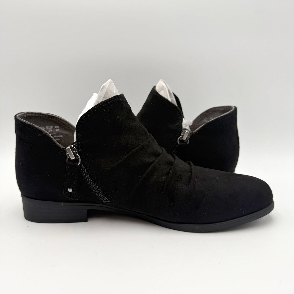Dr. Scholls Womens Rae Ankle Booties Size 7.5 M EU 38 Black Microsuede NIB