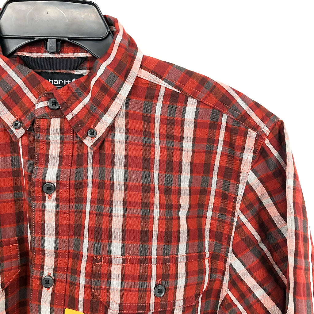 CARHARTT Mens Loose Fit Casual Shirt Small Red Plaid Short Sleeve Midweight NWT