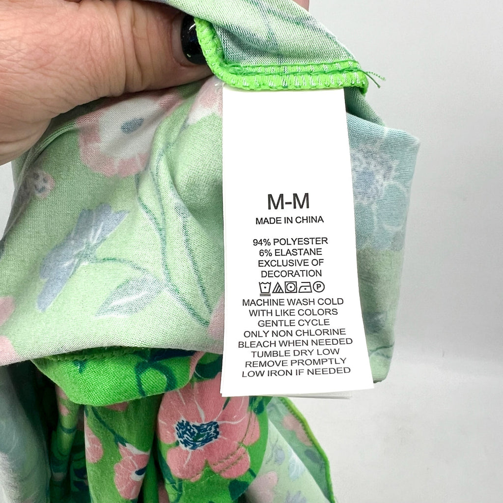 Kate Spade Womens Long Pajama Set Medium Green Floral Garden NWT