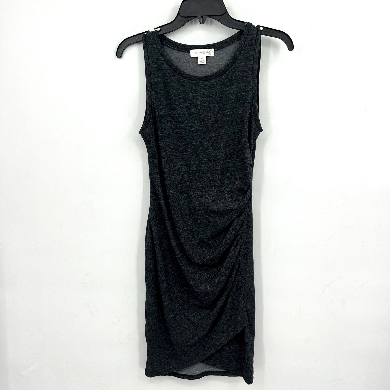 TREASURE & BOND Sleeveless Jersey Tank Dress XS Charcoal Gray Ruched NWOT