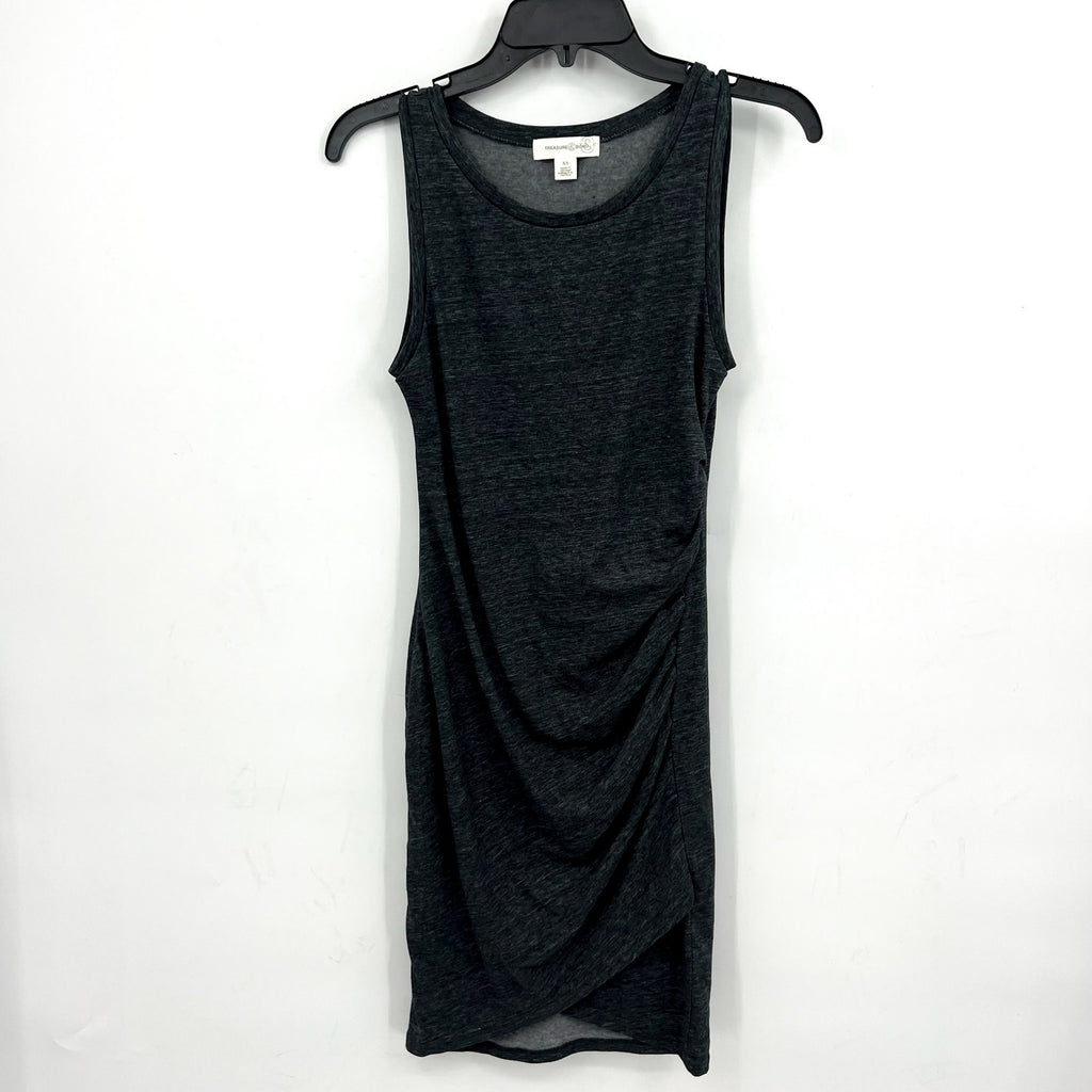TREASURE & BOND Sleeveless Jersey Tank Dress XS Charcoal Gray Ruched NWOT