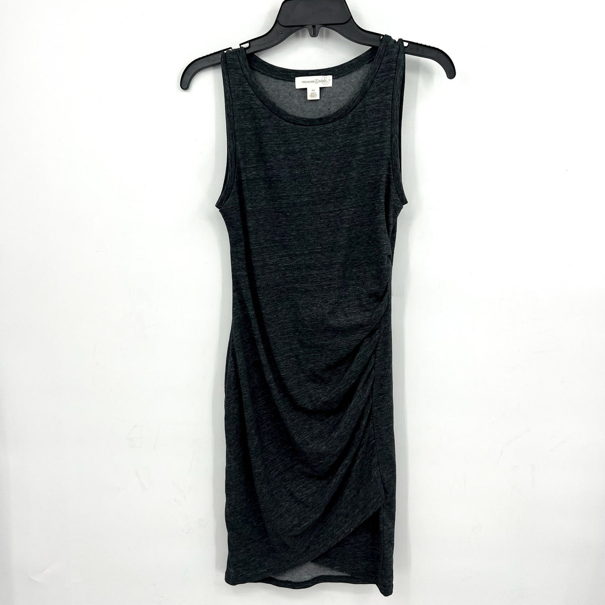 TREASURE & BOND Sleeveless Jersey Tank Dress XS Charcoal Gray Ruched NWOT
