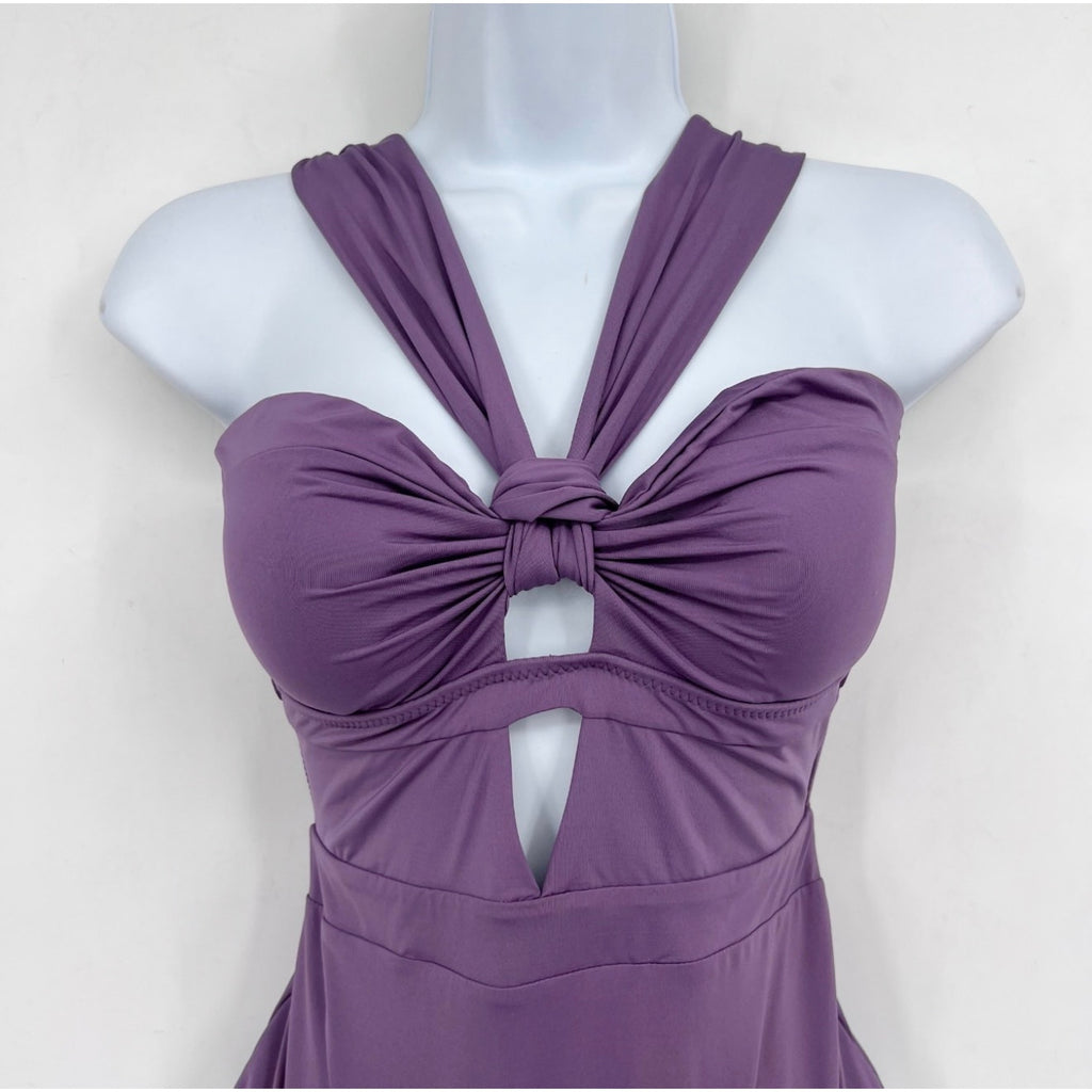 BECCA Women's Color Code Rylie Bandeau One-Piece Swimsuit Large Purple Fig NWT