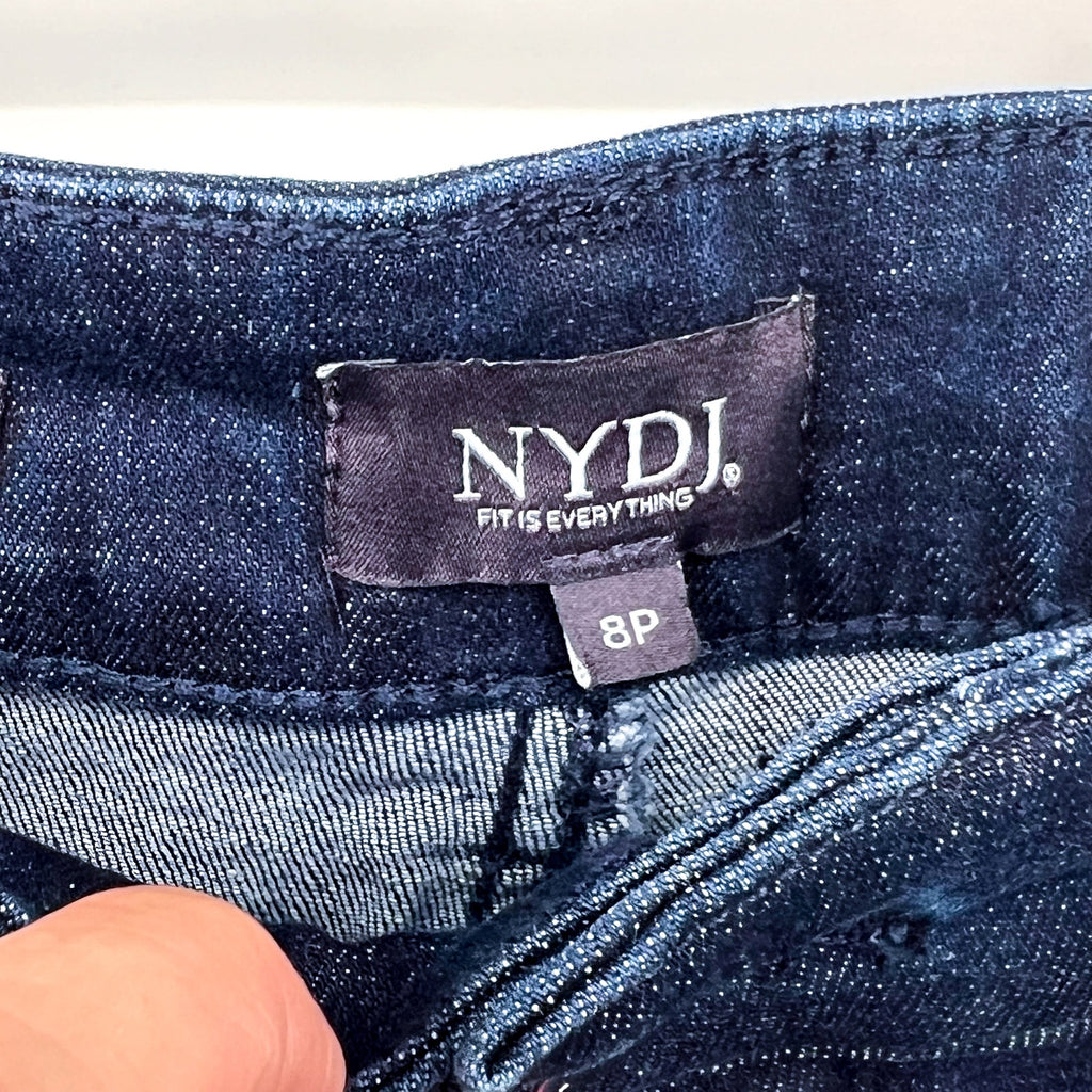 NYDJ Womens Ella Denim Shorts Size 8 PETITE Dark Blue Arise 8" Inseam NWT