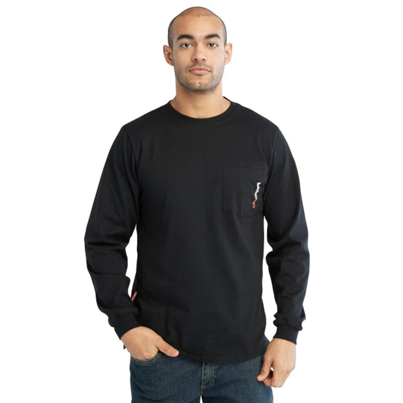 TIMBERLAND PRO Men's FR Long-Sleeve Pocket T-Shirt Large Black Cotton Core NWT