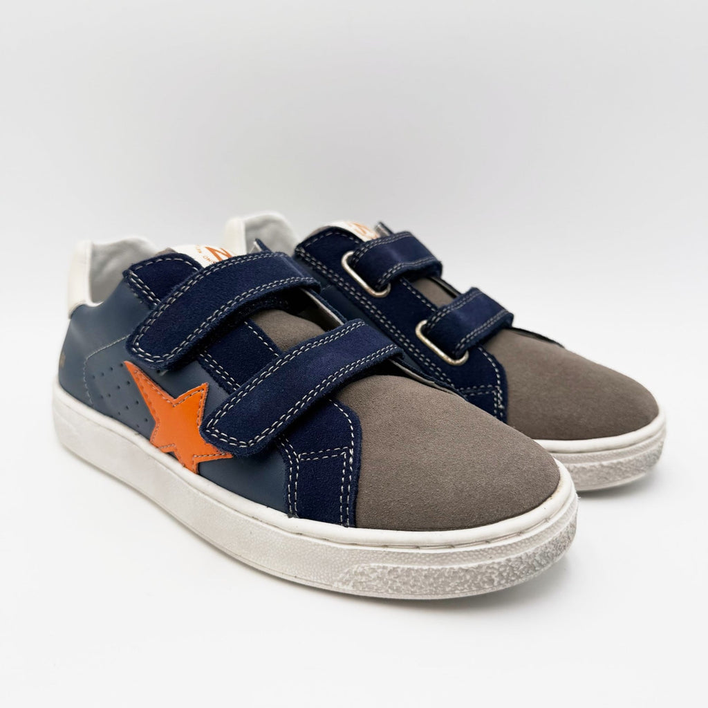 Naturino Boys Pinn VL Hook and Loop Sneakers Size 1.5 EU 32 Gray Navy Blue NIB