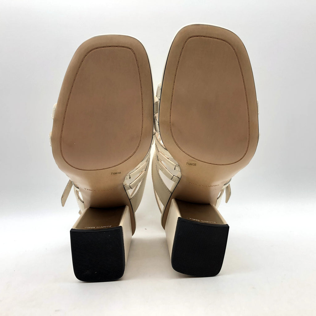 Vince Camuto Womens Hicheny Caged Sandals Size 5.5 Cream Leather Heels NIB