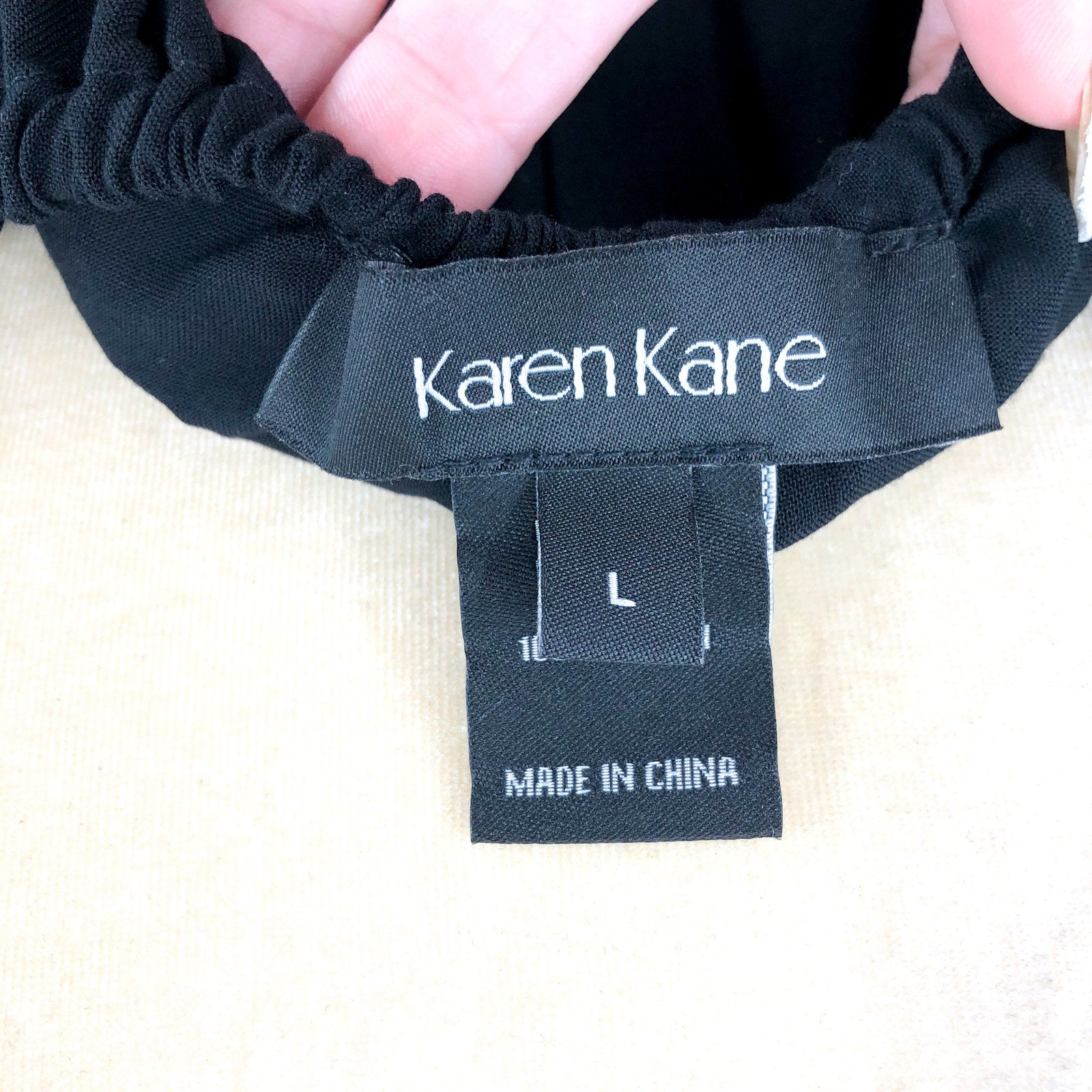 KAREN KANE Women's Tiered Boho Dress Large Black Puff Sleeve NWOT
