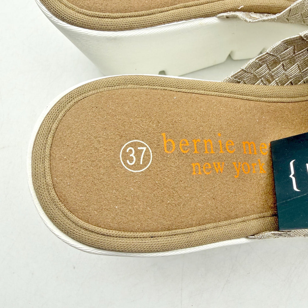 Bernie Mev Womens Venti Summer Wedge Sandals EU 37 Size 6 Light Gold NWOB