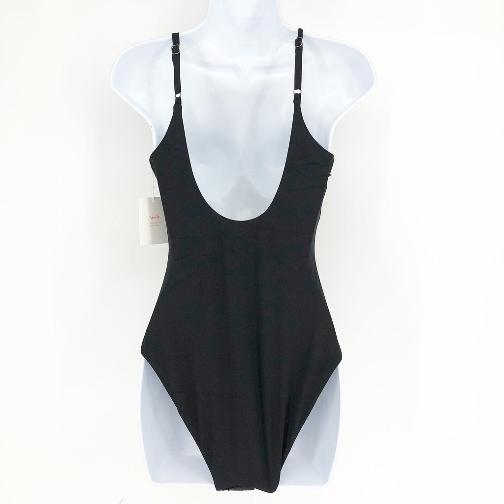 ANDIE SWIM Santorini One Piece Swimsuit XXL Black US 18 Cut Out Low Back NWT