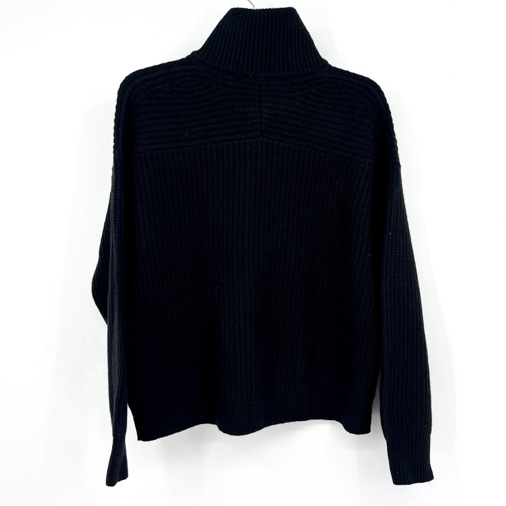 EVERLANE Women's The Half-Zip Sweater Small Luxe Merino Black Long Sleeve NWT