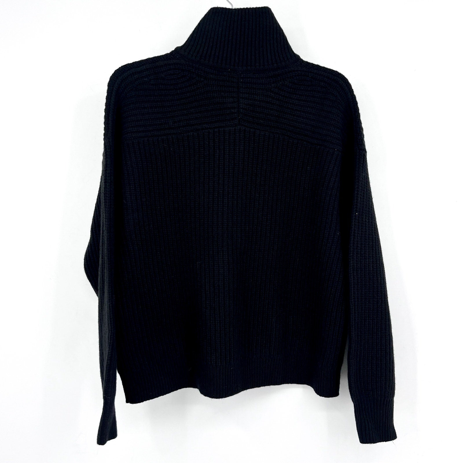 EVERLANE Women's The Half-Zip Sweater Small Luxe Merino Black Long Sleeve NWT