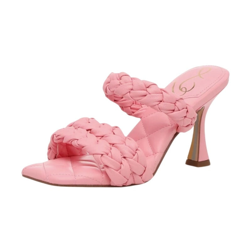 Sam Edelman Womens Meghan Heeled Sandals US 8 M EU 38 Pink Slip On NIB