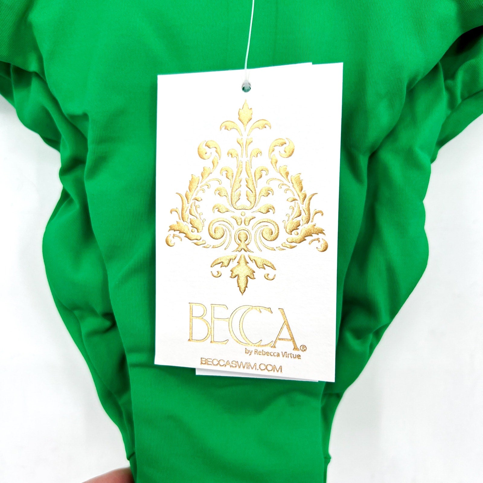 BECCA Color Code French Cut Bikini Bottom Small Emerald Green Shirred NWT