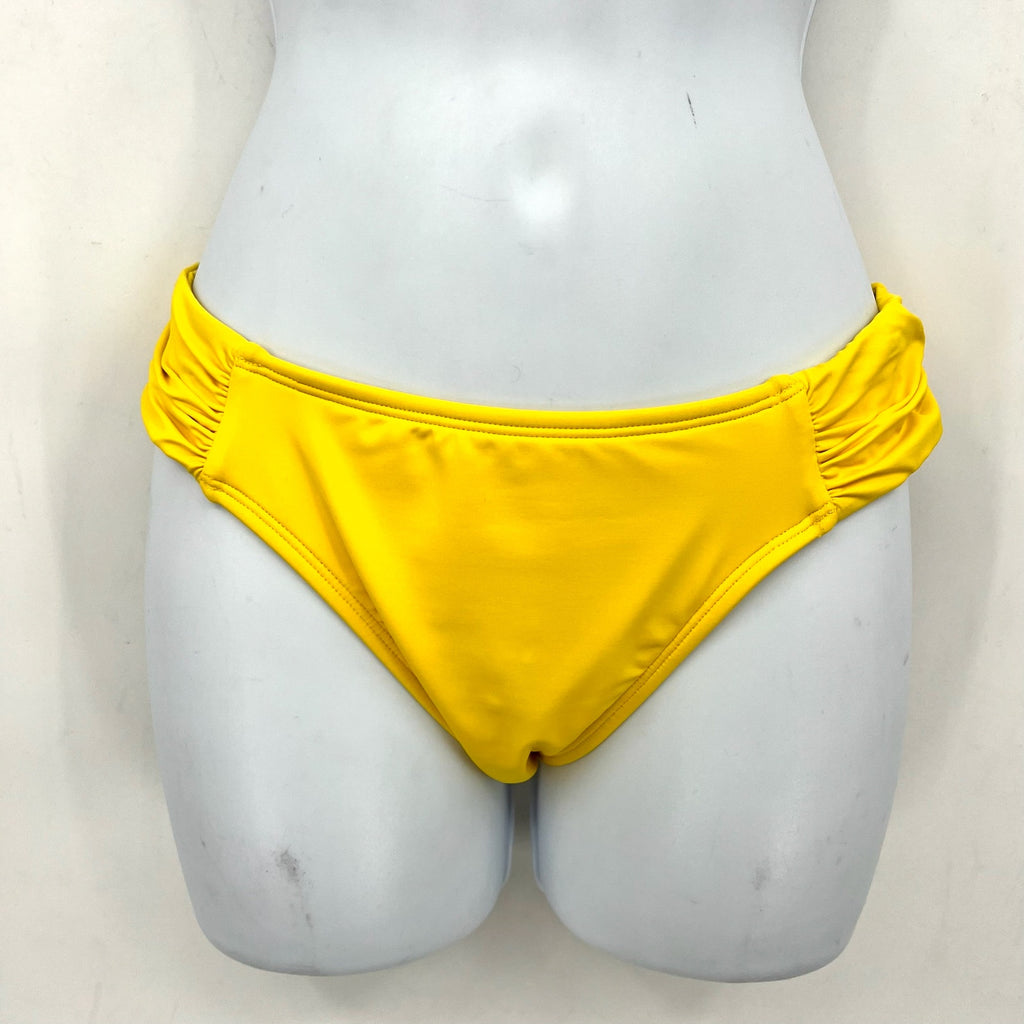LAUREN RALPH LAUREN Shirred Hipster Bikini Bottom Size 4 Yellow Beach Club NWT