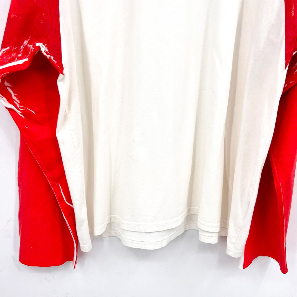 BTFL Men's Crewneck Baseball T-Shirt with Vinyl Sleeves Large White/Red NWOT