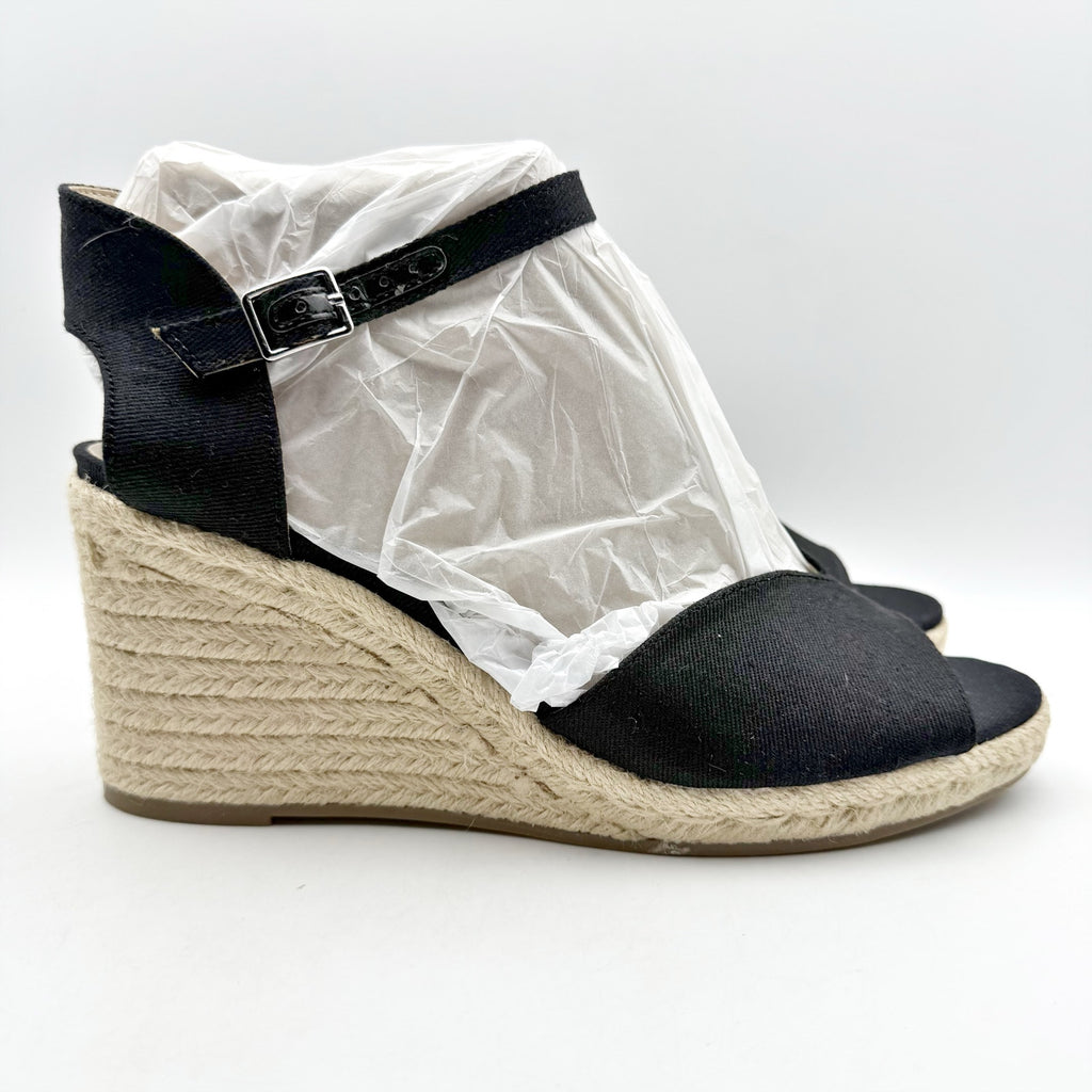 LifeStride Womens Tess Wedge Espadrille Sandals US 11 Wide EU 42 Black NIB