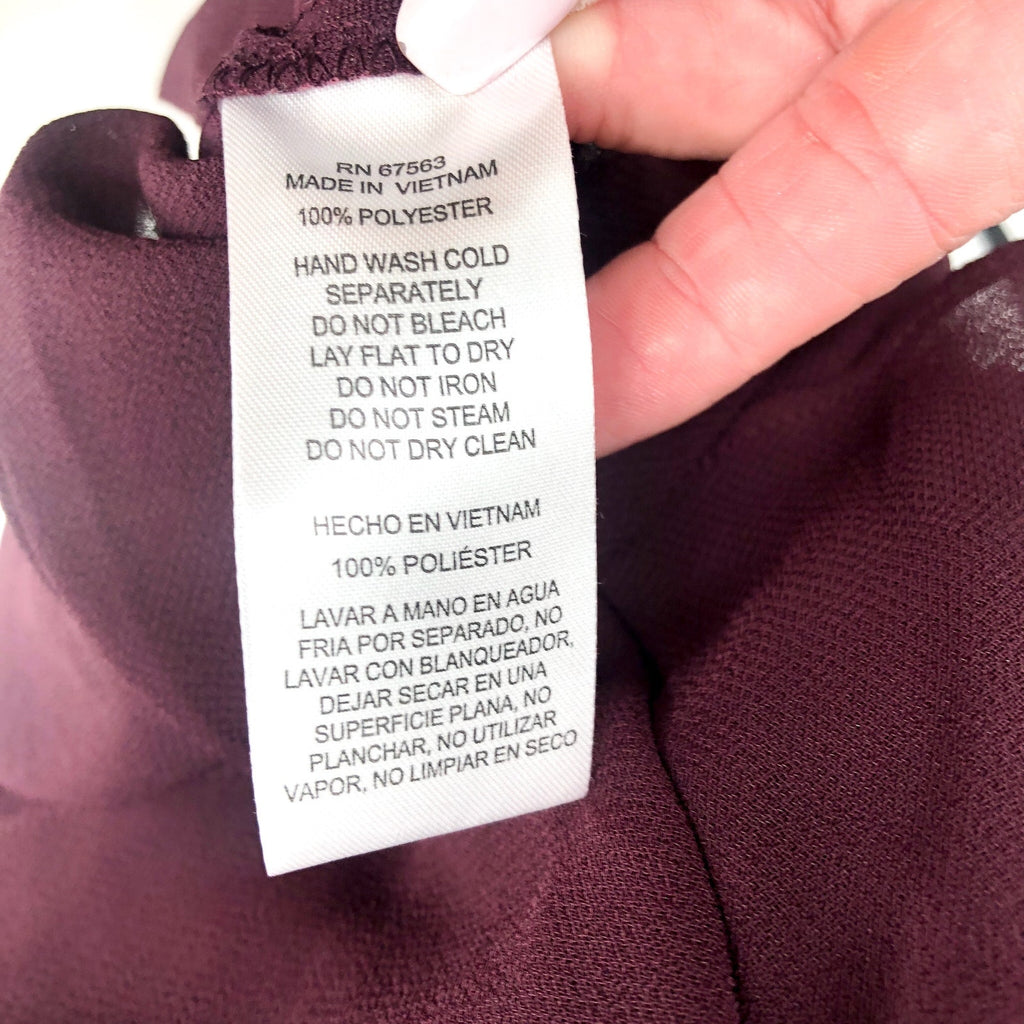 SLNY Tiered V Neck Capelet Dress Size 10 Dark Purple Fig Chiffon NWT