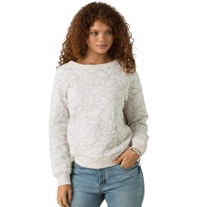 PRANA Women's Carin Pullover Sweatshirt XL Soft White Jacquard Knit NWT