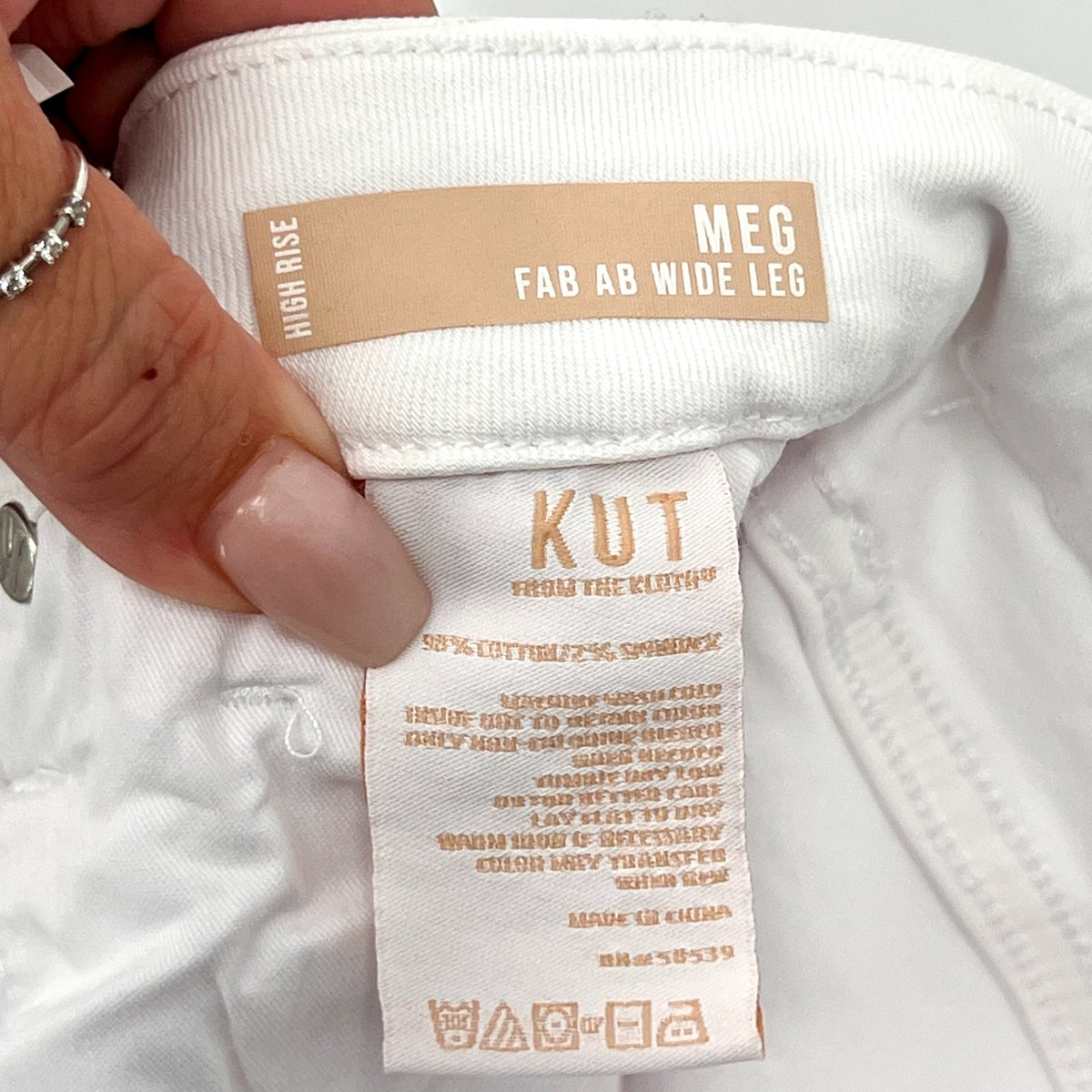 KUT FROM THE KLOTH Meg Wide Leg Jeans Size 4 Optic White High-Rise Fab AB NWT