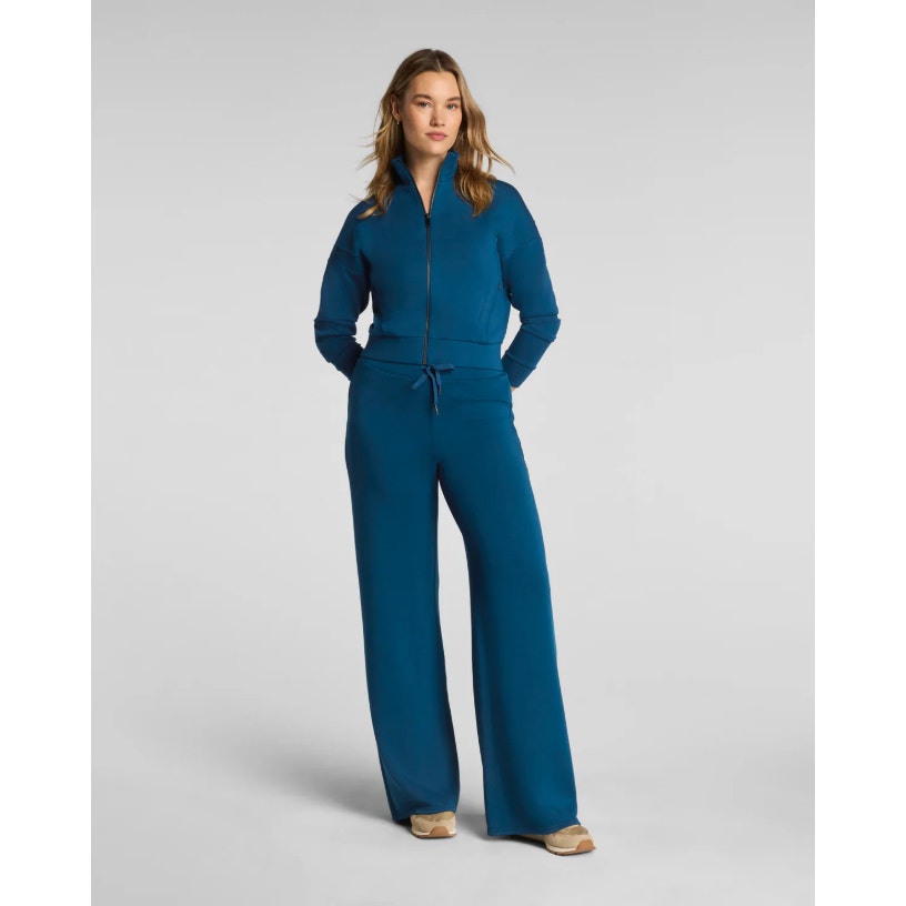 SPANX Women's AirEssentials Wide Leg Pants XL Crystal Teal Blue Knit Stretch NWT