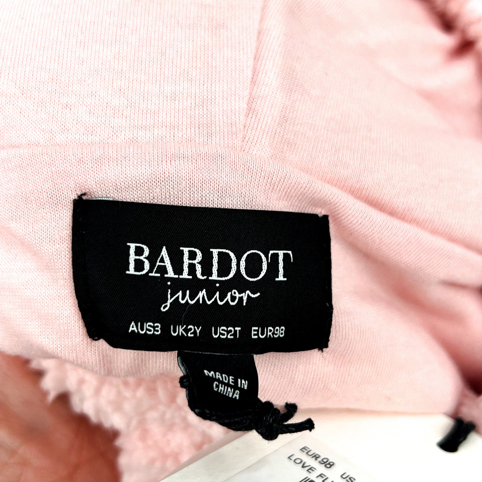 BARDOT JUNIOR Girl's Love Fluffy Sweatshirt 2T Blush Pink Hoodie NWT