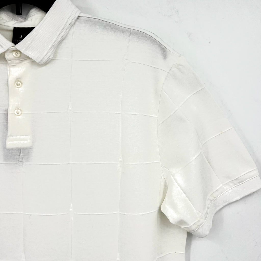 ARMANI EXCHANGE Men's Jacquard Short Sleeve Polo Shirt Large White 1116 NWT