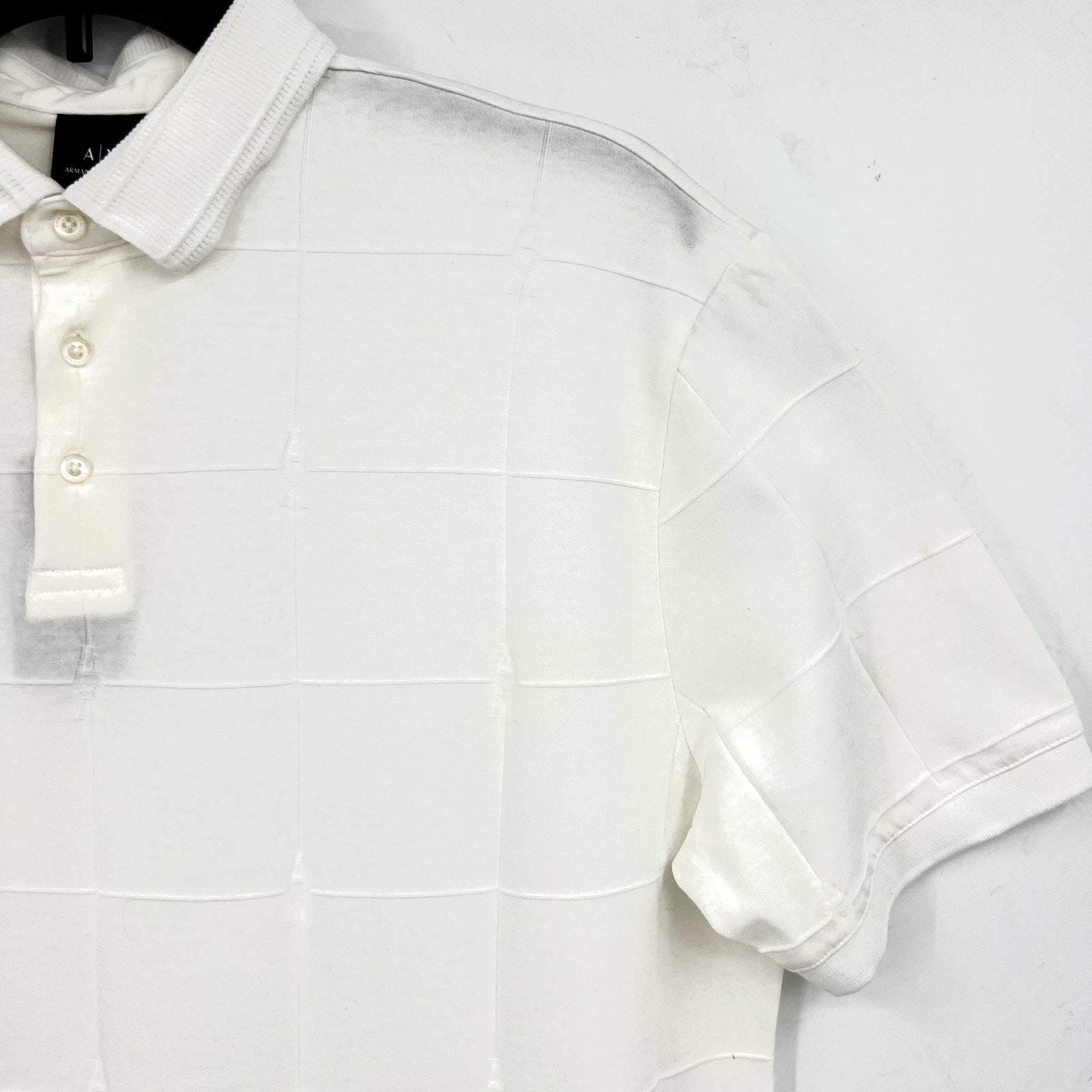 ARMANI EXCHANGE Men's Jacquard Short Sleeve Polo Shirt Large White 1116 NWT