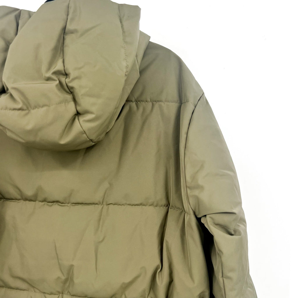 EVERLANE Women's The ReNew Long Puffer Jacket XS Army Green Hood Coat NWT