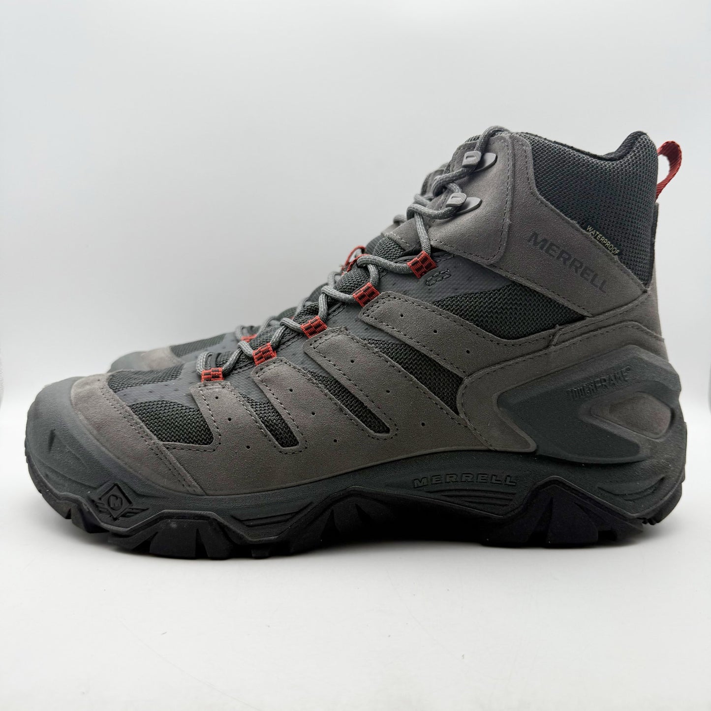 Merrell Mens Strongbound Mid Hiking Boots US 14 M Grey Charcoal Waterproof NIB