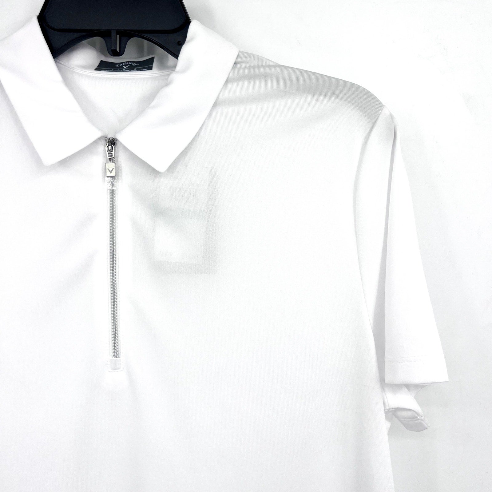 CALLAWAY 1/4 Zip Short Sleeve Golf Polo Shirt Medium Brilliant White Heather NWT
