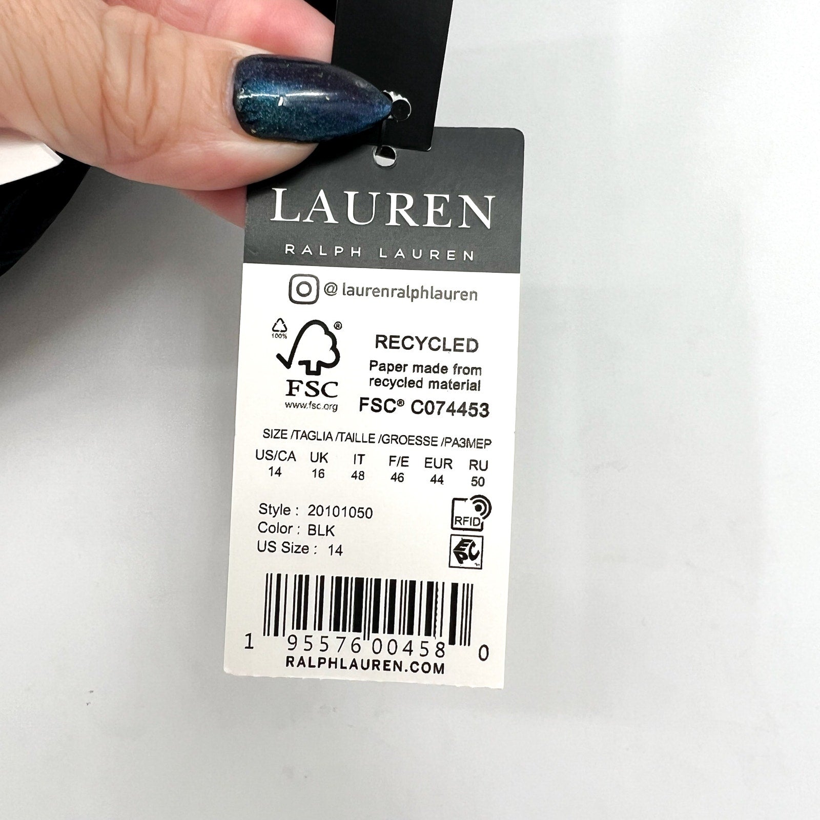 LAUREN RALPH LAUREN Beach Club Hipster Bikini Bottoms Size 14 Black Swim NWT