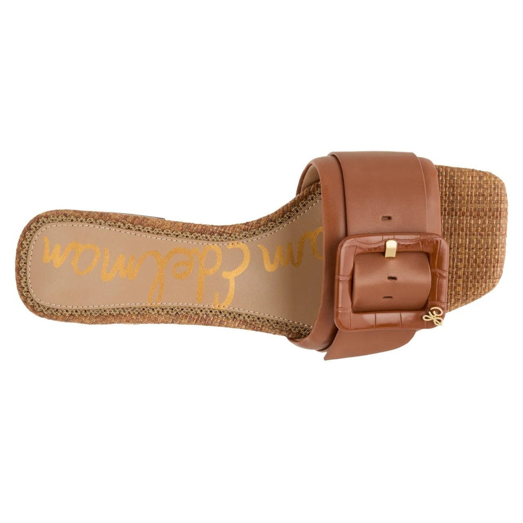 Sam Edelman Womens Dilon Buckle Slide Sandals Size 9 Brown Cognac Leather NIB