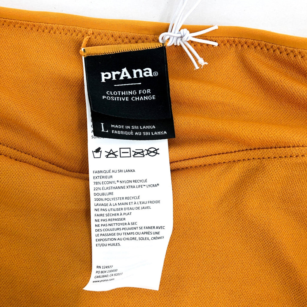 PRANA Women's Presolana Hipster Bikini Bottoms Large Gold Deep Solstice NWT