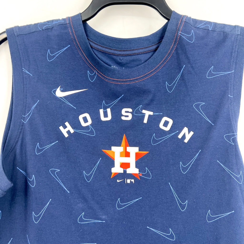 NIKE Womens Houston Astros Muscle Play Tank Top Large Navy Blue Crewneck NWT
