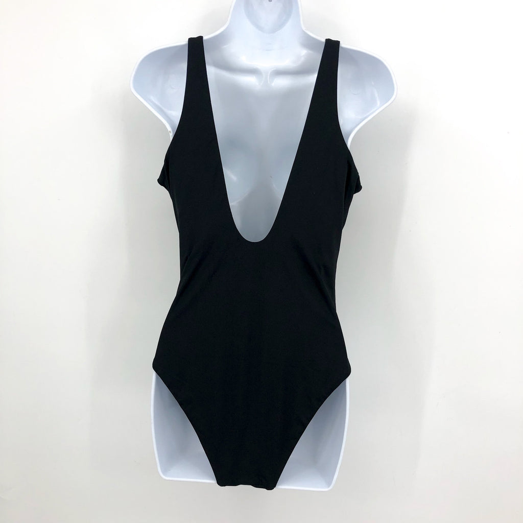 SEAFOLLY COLLECTIVE Women's V Neck One Piece Swimsuit Size 8 Black NWT
