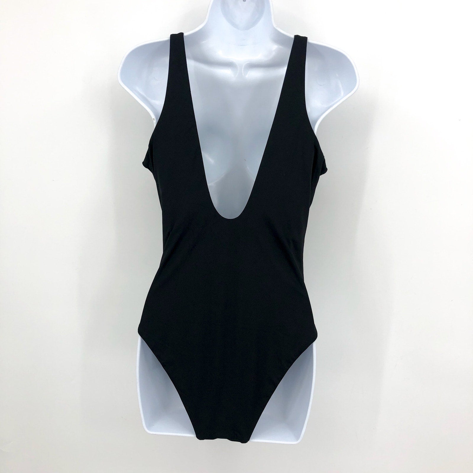 SEAFOLLY COLLECTIVE Women's V Neck One Piece Swimsuit Size 8 Black NWT